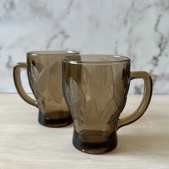 kIG indonesia Smoke Glass Coffee Mugs set of  2 - Picture 1 of 3